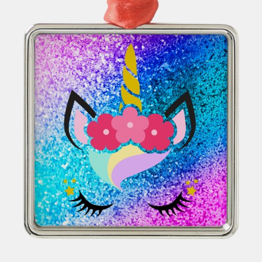 Persoonlijke Unicorn Ombre Glitter XMAS Ornament (Voorkant)