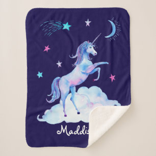 Persoonlijke Unicorn op Clouds Sherpa Snuggy Deken