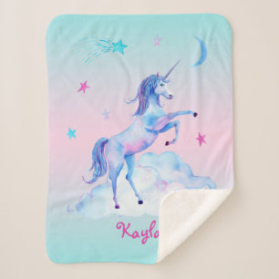 Persoonlijke Unicorn op Clouds Sherpa Snuggy Deken
