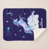 Persoonlijke Unicorn op Clouds Sherpa Snuggy Sherpa Deken (Voorkant (horizontaal))
