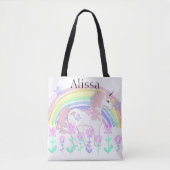 Persoonlijke Unicorn & Rainbows Canvas tas (Voorkant)