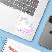 Persoonlijke Unicorn Sticker (Laptop met iPhone)