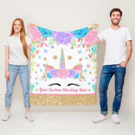 Persoonlijke Unicorn-Waterverf Fleece Deken
