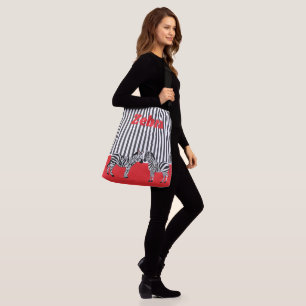 Persoonlijke unieke zebra in rood zwart Branding Crossbody Tas