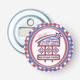 Persoonlijke USA 250 – Patriottische Retro Marquee Button Flesopener