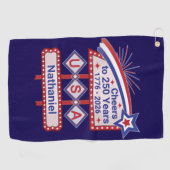 Persoonlijke USA 250 – Patriottische Retro Marquee Golfhanddoek (Horizontaal)