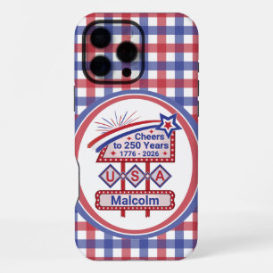 Persoonlijke USA 250 – Patriottische Retro Marquee iPhone 16 Pro Max Hoesje