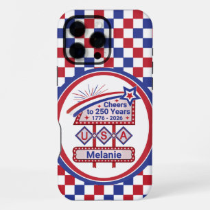 Persoonlijke USA 250–Patriottische Retro Marquee iPhone 16 Pro Max Hoesje