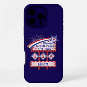 Persoonlijke USA 250 – Patriottische Retro Marquee iPhone 16 Pro Max Hoesje