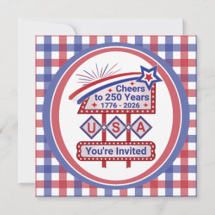 Persoonlijke USA 250–Patriottische Retro Marquee Kaart