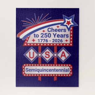 Persoonlijke USA 250 – Patriottische Retro Marquee Legpuzzel