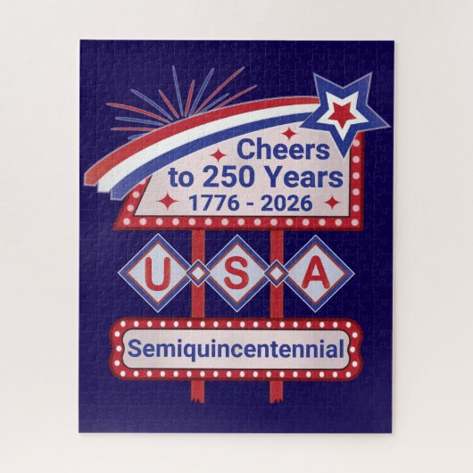 Persoonlijke USA 250 – Patriottische Retro Marquee Legpuzzel (Verticaal)