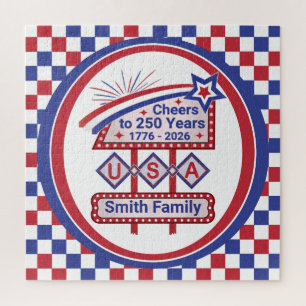 Persoonlijke USA 250–Patriottische Retro Marquee Legpuzzel