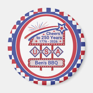Persoonlijke USA 250–Patriottische Retro Marquee Magneet