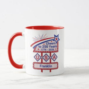 Persoonlijke USA 250 – Patriottische Retro Marquee Mok