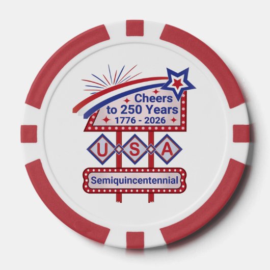 Persoonlijke USA 250 – Patriottische Retro Marquee Poker Chips (Voorkant)