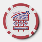 Persoonlijke USA 250 – Patriottische Retro Marquee Poker Chips (Achterkant)