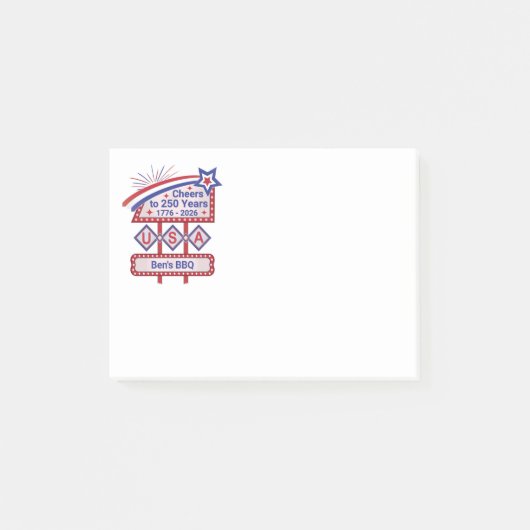 Persoonlijke USA 250 – Patriottische Retro Marquee Post-it® Notes (Voorkant)