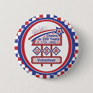 Persoonlijke USA 250 – Patriottische Retro Marquee Ronde Button 5,7 Cm
