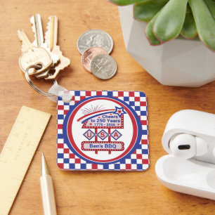 Persoonlijke USA 250–Patriottische Retro Marquee Sleutelhanger