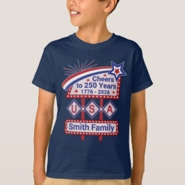 Persoonlijke USA 250–Patriottische Retro Marquee T-shirt