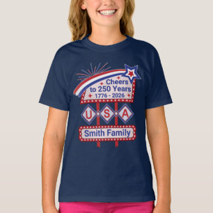 Persoonlijke USA 250–Patriottische Retro Marquee T-shirt