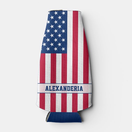 Persoonlijke USA-vlag sterren en strepen blikje ko Flesjeskoeler (Voorkant)