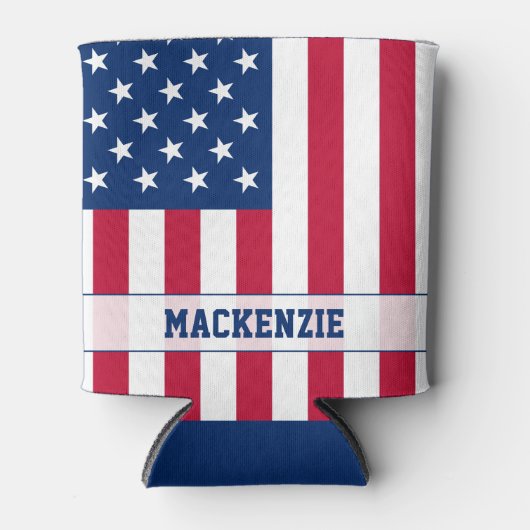 Persoonlijke USA Vlag Sterren en Strepen Blikjeskoeler (Voorkant)