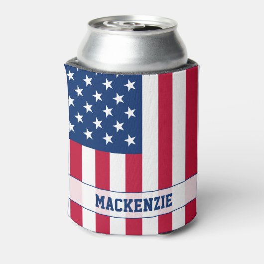 Persoonlijke USA Vlag Sterren en Strepen Blikjeskoeler (Blikje Achterkant)
