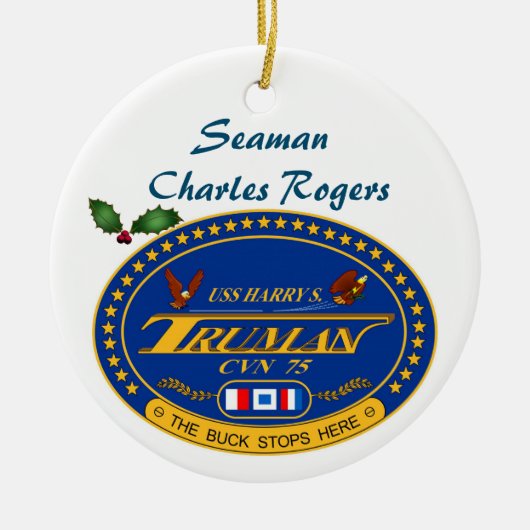 Persoonlijke USS Harry S Truman CVN 75 Keramisch Ornament (Voorkant)
