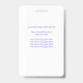 Persoonlijke Vaccinatie ID Foto QR Code Badge (Achterkant)