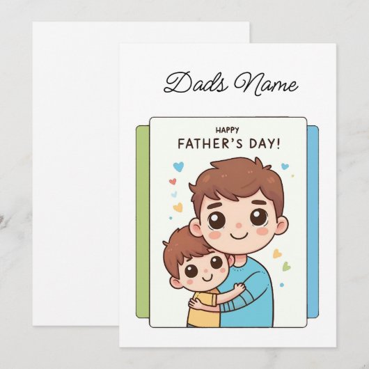 Persoonlijke vader en zoon feestdagenkaart (Voorkant / Achterkant)