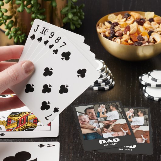 Persoonlijke Vader Opgericht 3-Foto Collage Pokerkaarten (Insitu)