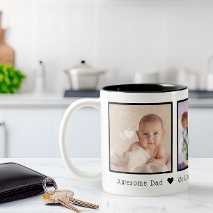 Persoonlijke Vaderdag 3 foto's Tweekleurige Koffiemok