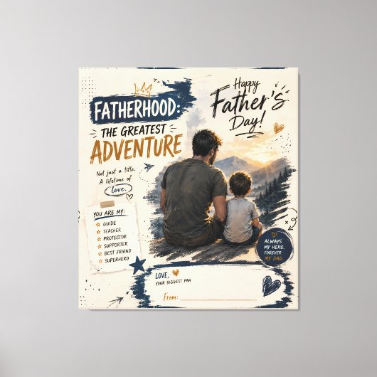 Persoonlijke Vaderdag Avontuur Canvasprint Canvas Afdruk (Voorkant)