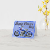 Persoonlijke Vaderdag met blauwe motorfiets Kaart (Gele Bloem)