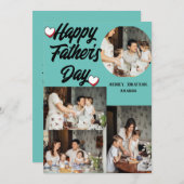 Persoonlijke Vaderdag, vier foto collage Feestdagenkaart (Voorkant / Achterkant)