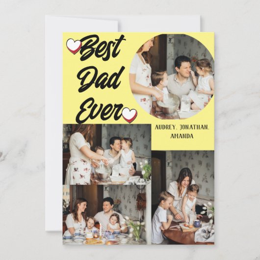 Persoonlijke Vaderdag, vier foto collage Feestdagenkaart (Voorkant)