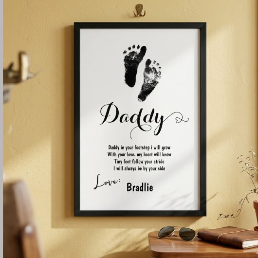 Persoonlijke Vaderdag voetafdruk aandenken Poster