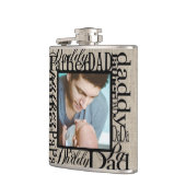 Persoonlijke Vaderdag Word Collage Burlap Heupfles (Links)