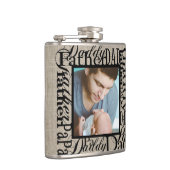 Persoonlijke Vaderdag Word Collage Burlap Heupfles (Rechts)