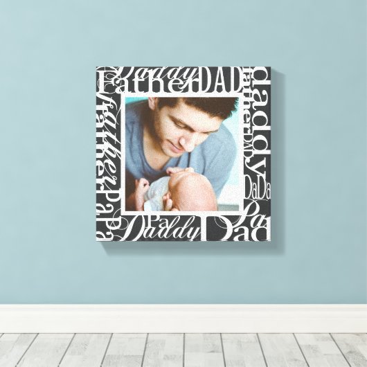 Persoonlijke Vaderdag Word Collage-foto Canvas Afdruk (Insitu (Houten vloer))