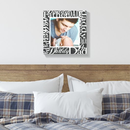 Persoonlijke Vaderdag Word Collage-foto Canvas Afdruk (Insitu (Slaapkamer))