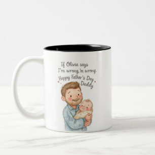 Persoonlijke Vaderdagmok Geschenk voor Nieuwe Vade Tweekleurige Koffiemok