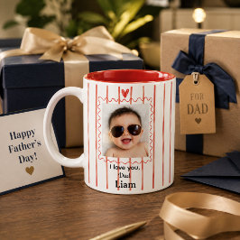 Persoonlijke vadermok met babysfoto tweekleurige koffiemok