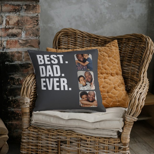Persoonlijke vaders Dag Foto Gift Best Dad ever Kussen (Personalized Fathers Day Photo Gift Best Dad Ever Throw Pillow from Ricaso. Add photos & text (back))