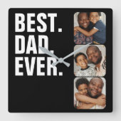 Persoonlijke vaders Dag Foto Gift Best Dad ever Vierkante Klok (Voorkant)
