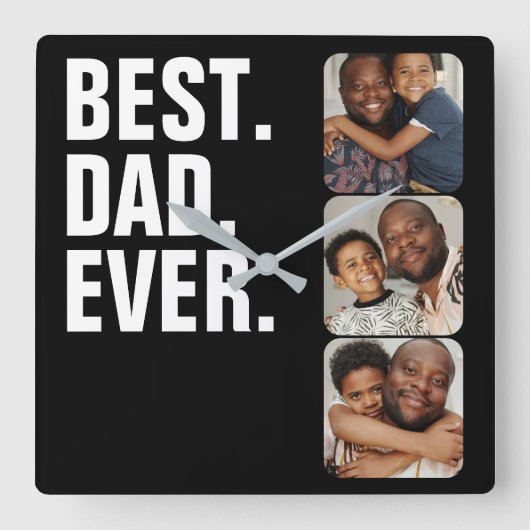Persoonlijke vaders Dag Foto Gift Best Dad ever Vierkante Klok (Voorkant)