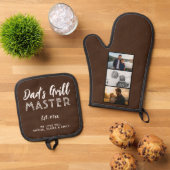 Persoonlijke Vaders Grill Master 3 Foto Ovenwant & Pannenlap Set (Top down)