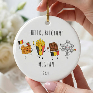 Persoonlijke vakantie-sieraad voor België Keramisch Ornament